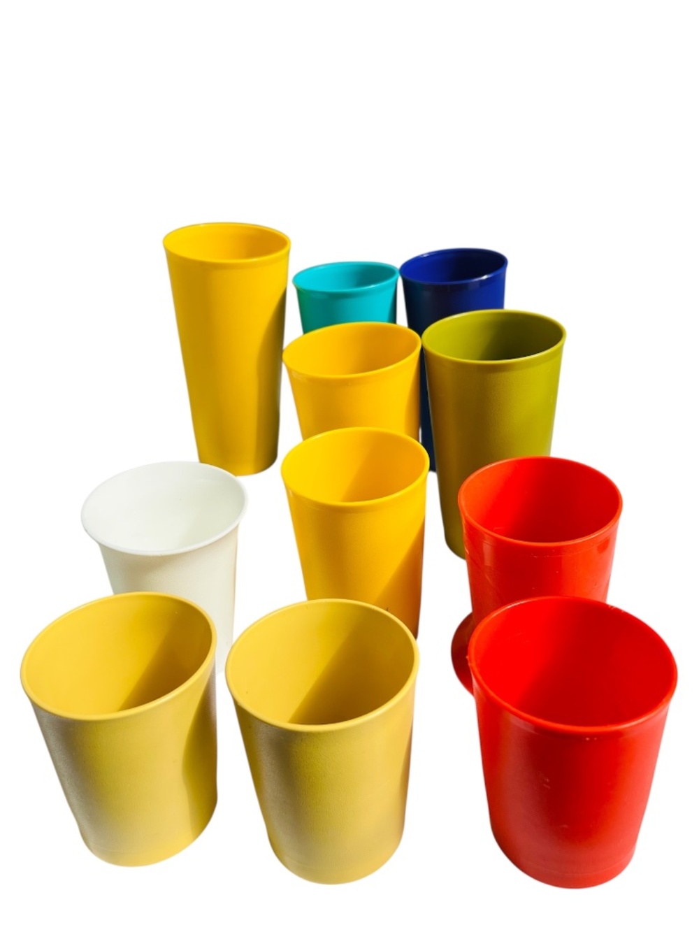 11 Tupperware Tumblers Plastic Glasses Fall Earth Colours Vintage Assorted